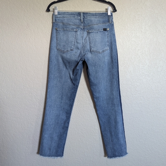 Jen7 by 7 for All Mankind Women's Size 4 Blue Cropped Straight Fringe Hem Jeans - Picture 7 of 14